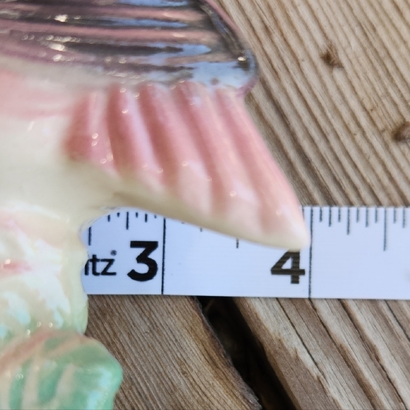 Vintage 1950's MCM Era Pink Flamingo Ceramic Figurine Green Palm Leaf Accents - Picture 14 of 15